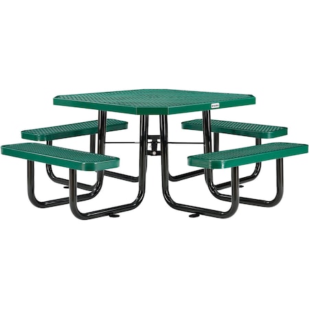 Global Industrial Octagonal Picnic Table, Green, Expanded Metal, 46 in 436982GN